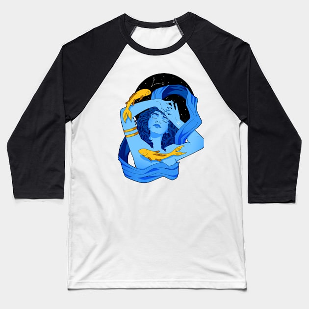 Pisces Baseball T-Shirt by Karothekreator